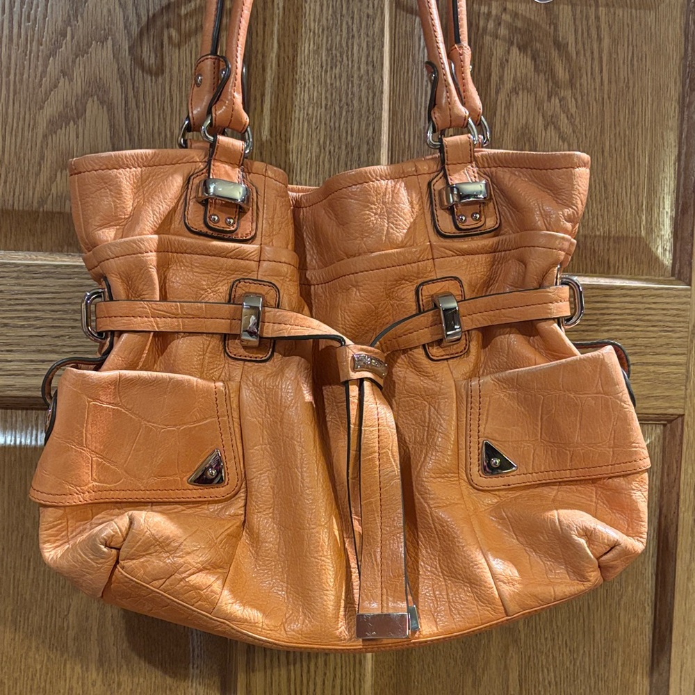 B. Makowsky Orange Leather Shoulder Bag